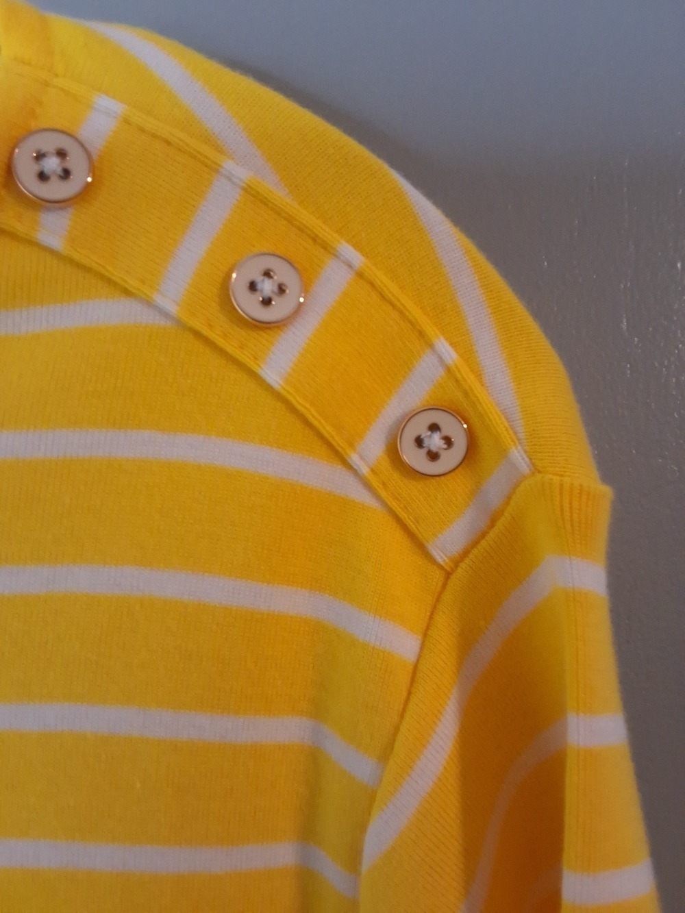 Signature Collection Yellow White Striped Button Shoulder Tunic Top Plus Size 2X - Picture 4 of 7